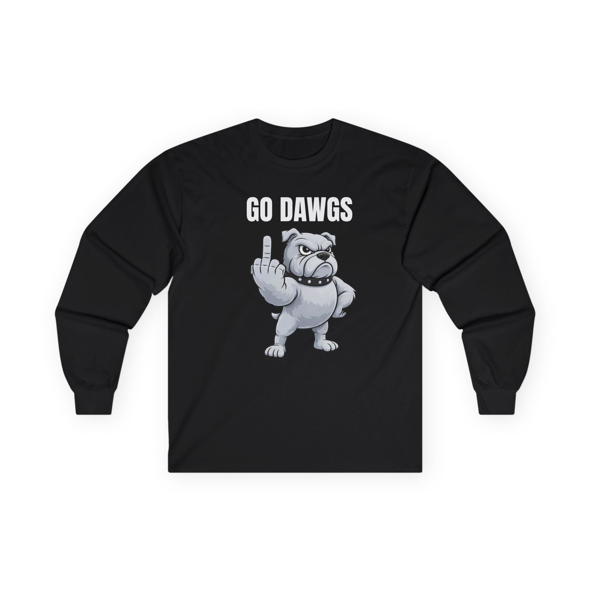 Go Dawgs Middle Finger Long Sleeve Tee | Bulldog Flipping Off