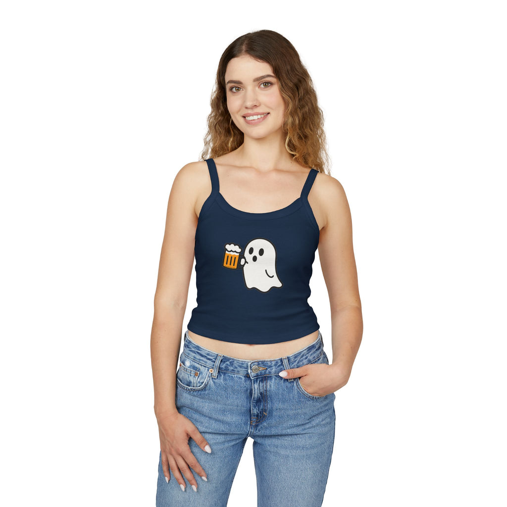 Ghost with Beer Women's Tank Top | Spaghetti Strap Tank Top