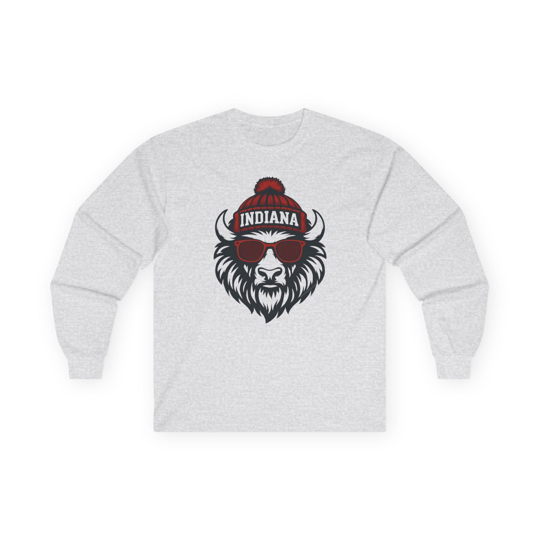 Indiana Hoosiers Bison Unisex Long Sleeve Tee | Bison with Glasses and Hat