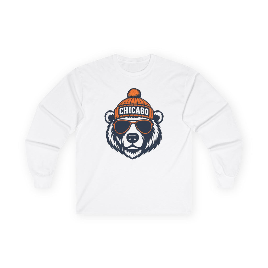 Chicago Bears Unisex Long Sleeve Tee | Bear with Glasses and Hat