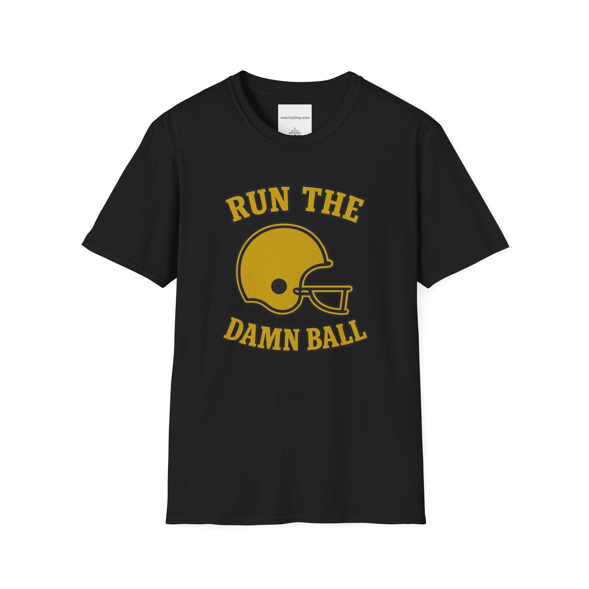 Run the Damn Ball Black and Gold Unisex Graphic T-Shirt