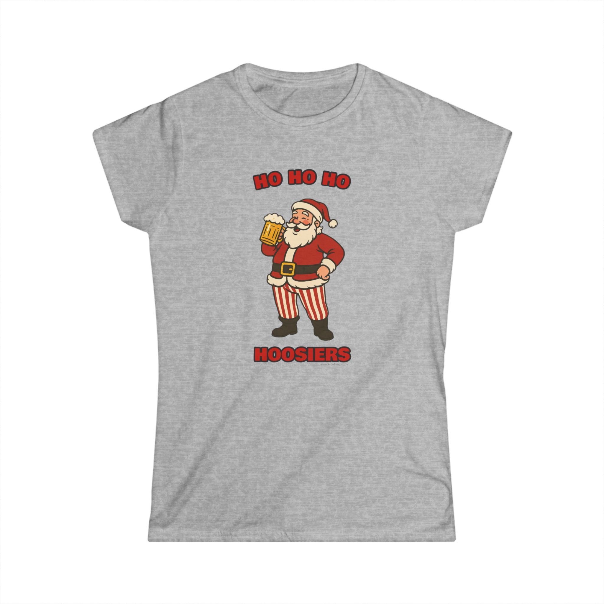Ho Ho Ho Hoosiers Santa with Beer Women's Graphic Tee