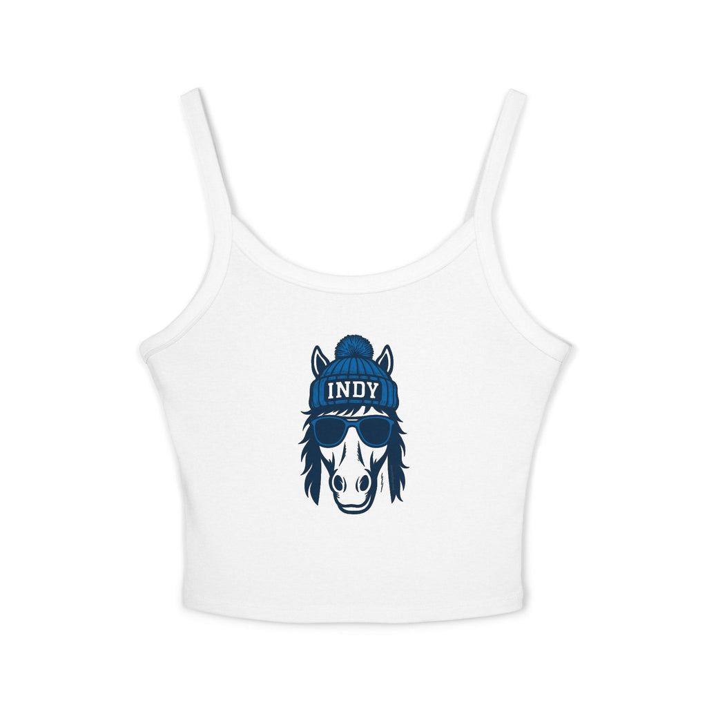 Indy Colts Women's Tank Top | Spaghetti Strap Tank Top | Indianapolis Colt with Glasses and Hat