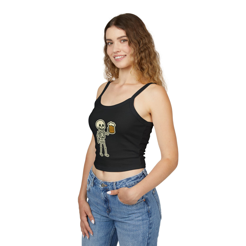 Skeleton with Beer Women's Tank Top | Spaghetti Strap Tank Top