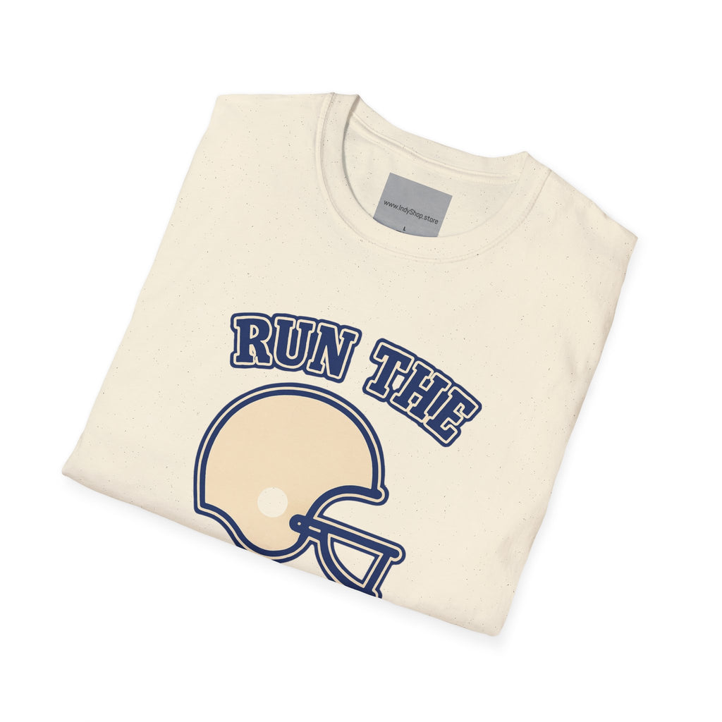 Run the Damn Ball Blue and White Unisex Graphic T-Shirt