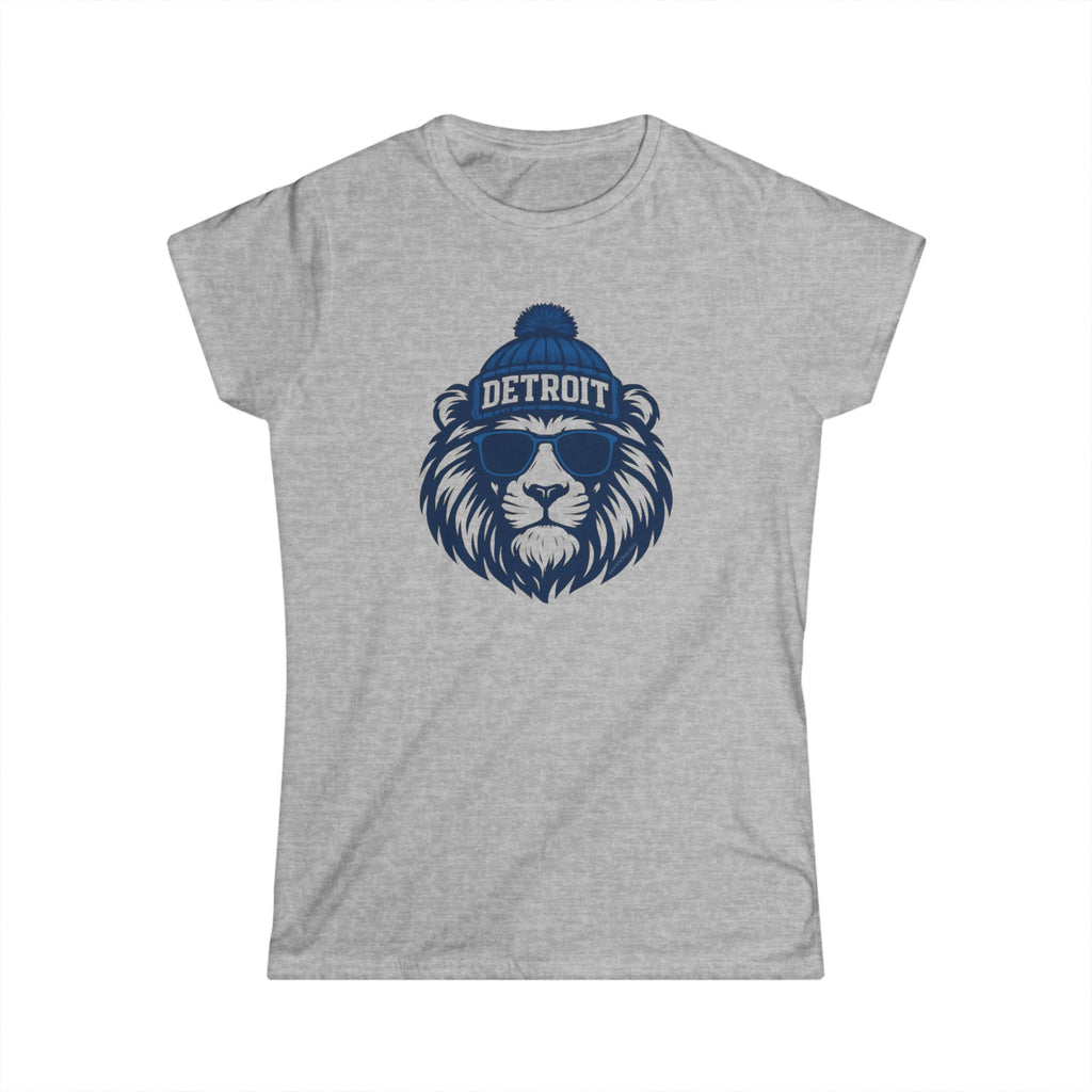 Detroit Lions Women's Graphic Tee | Lion With Glasses and Hat