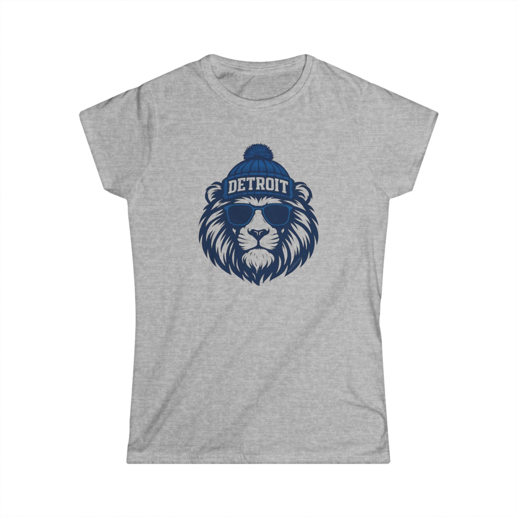 Detroit Lions Women's Graphic Tee | Lion With Glasses and Hat