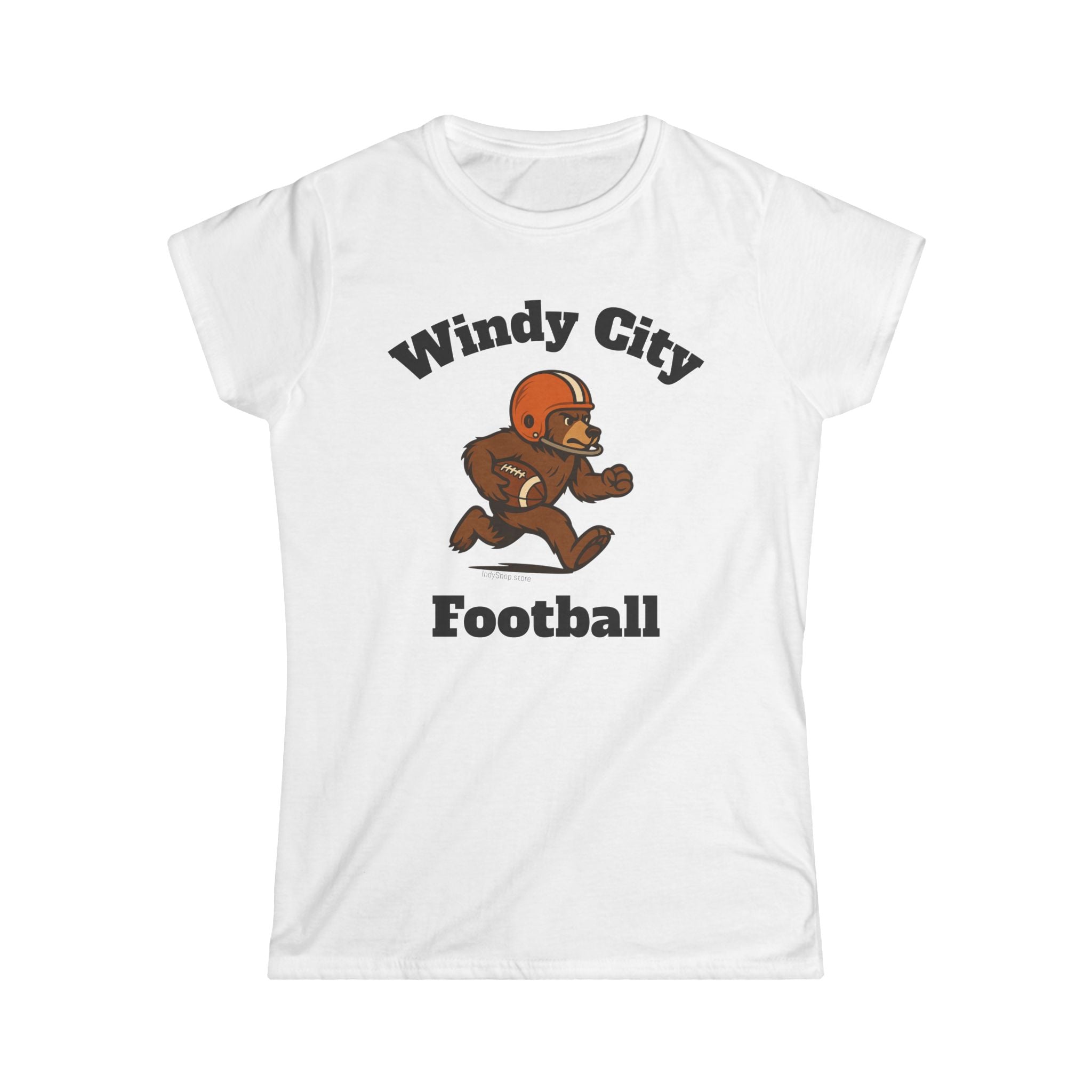 Windy City Bear Running the Football Women's Graphic Tee |  Chicago Bears
