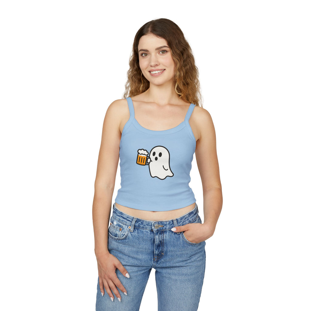 Ghost with Beer Women's Tank Top | Spaghetti Strap Tank Top