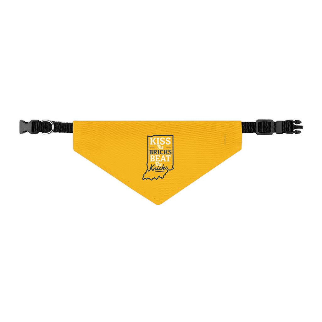 Kiss the Bricks Beat the Knicks Pet Bandana Collar — Indiana Yellow Dog Bandana Collar