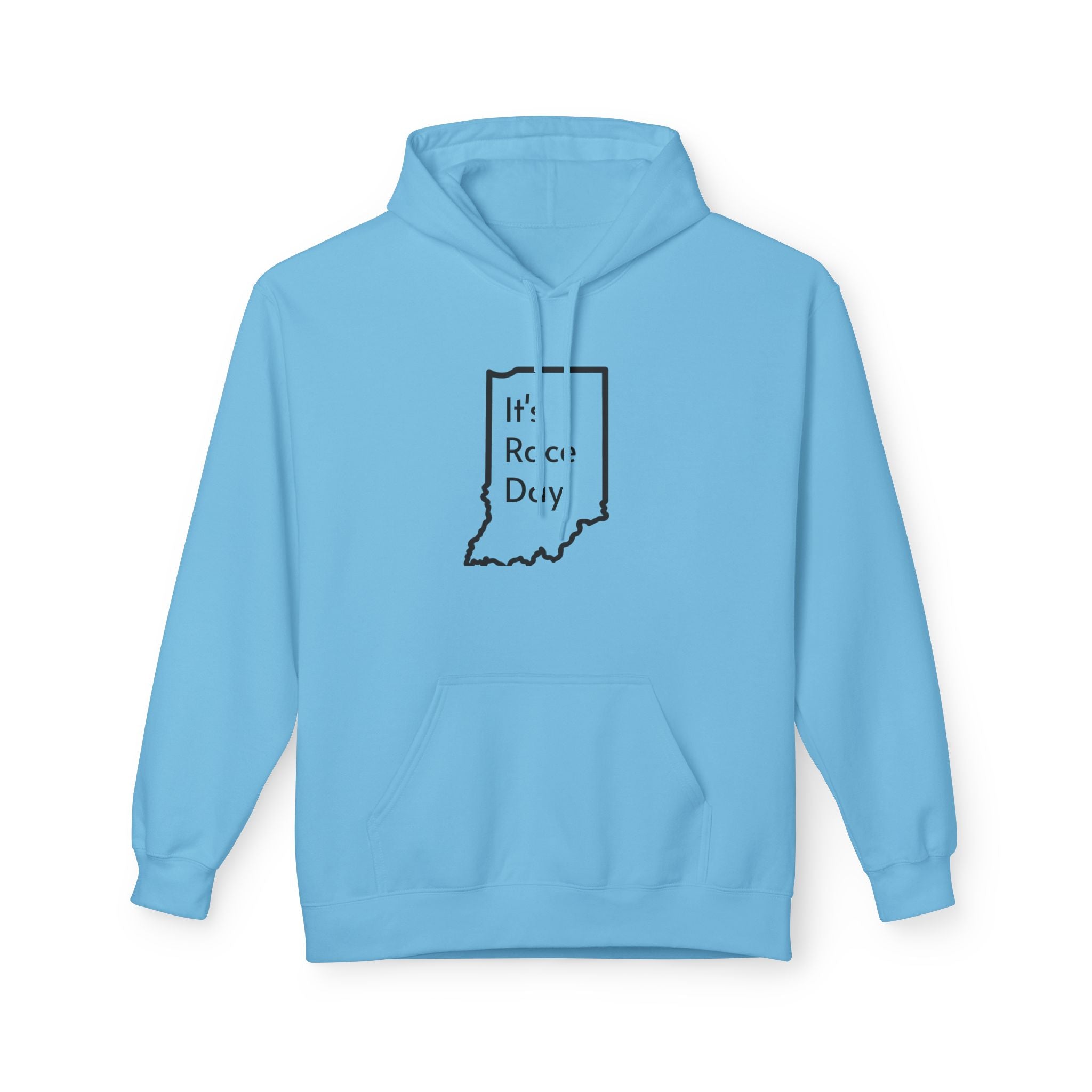It's Race Day Indiana Outline Fleece Hoodie | Cozy Casual Wear, Perfect for Autumn, Great Gift for Indiana Lovers, Comfortable and Stylish Hoodie