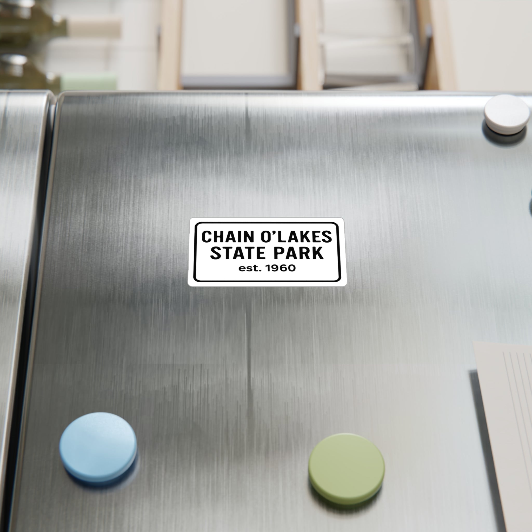 Chain O'Lakes Indiana State Park Sticker | Black Letters on White Background | Vinyl Decals, Perfect for Home Decor, Gifts, Car Stickers, Personalized Invitations, Party Favors
