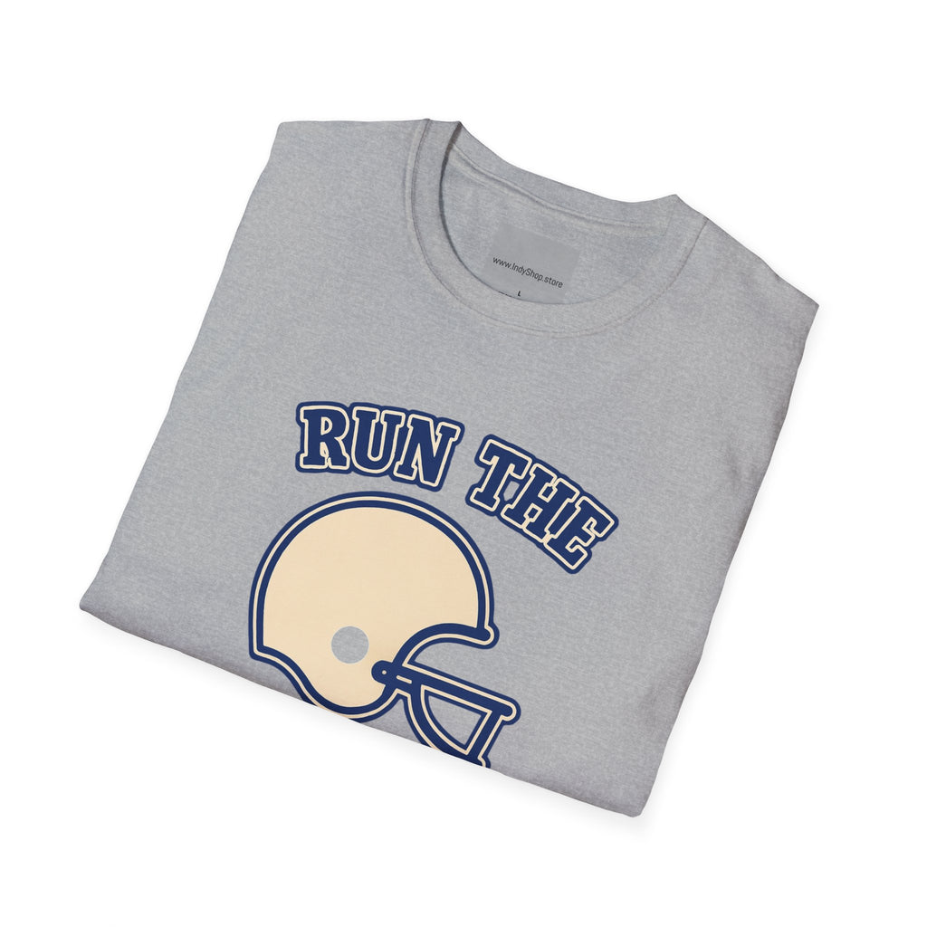 Run the Damn Ball Blue and White Unisex Graphic T-Shirt
