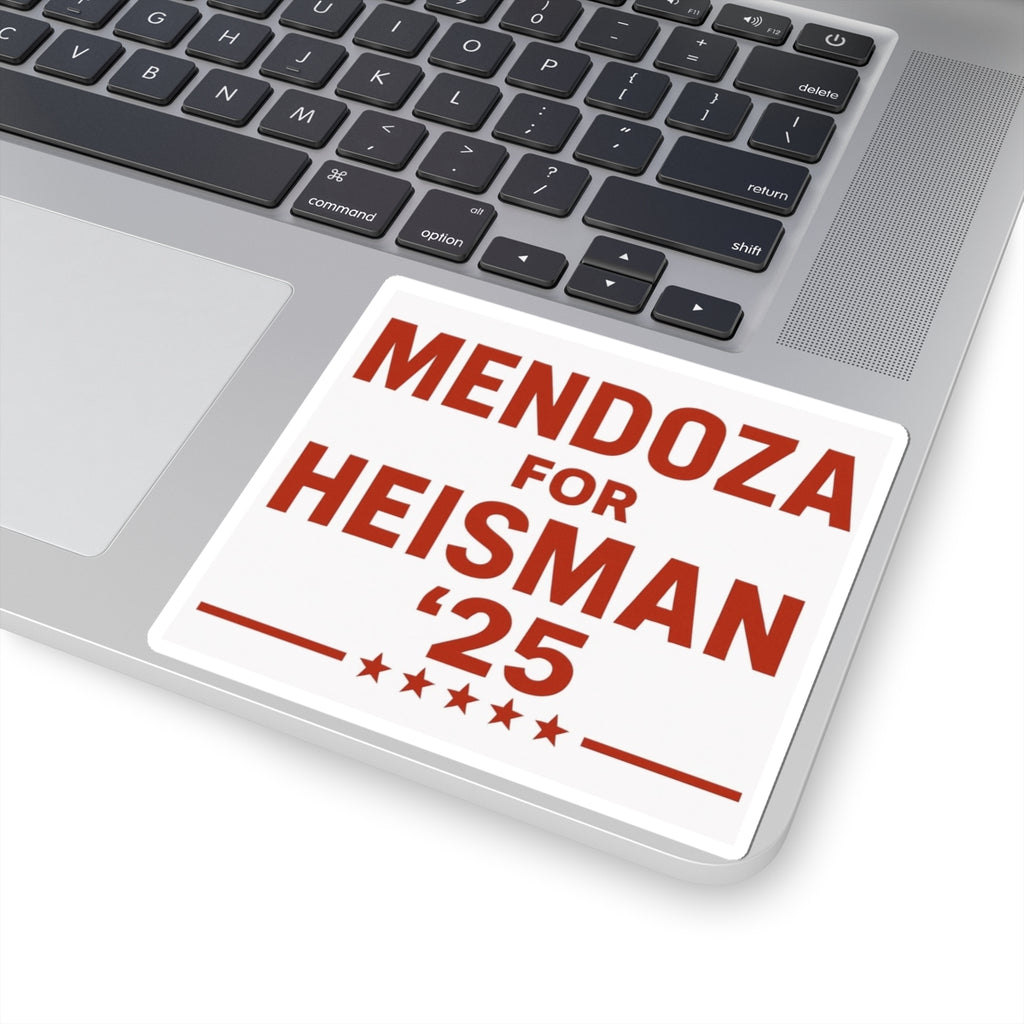 Mendoza for Heisman '25 Sticker | Red Letters White Background