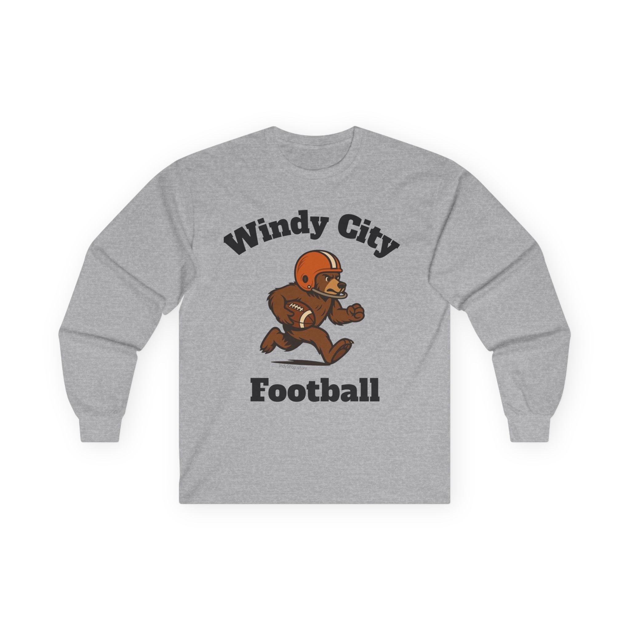 Windy City Bear Running the Football Unisex Long Sleeve Tee | Chicago Bears