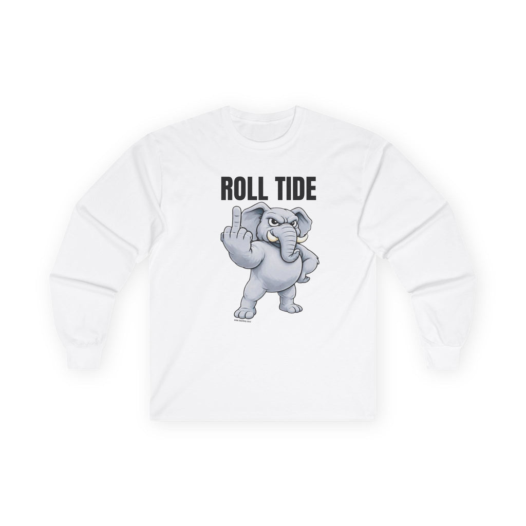 Roll Tide Middle Finger Long Sleeve Tee | Alabama Elephant Flipping Off