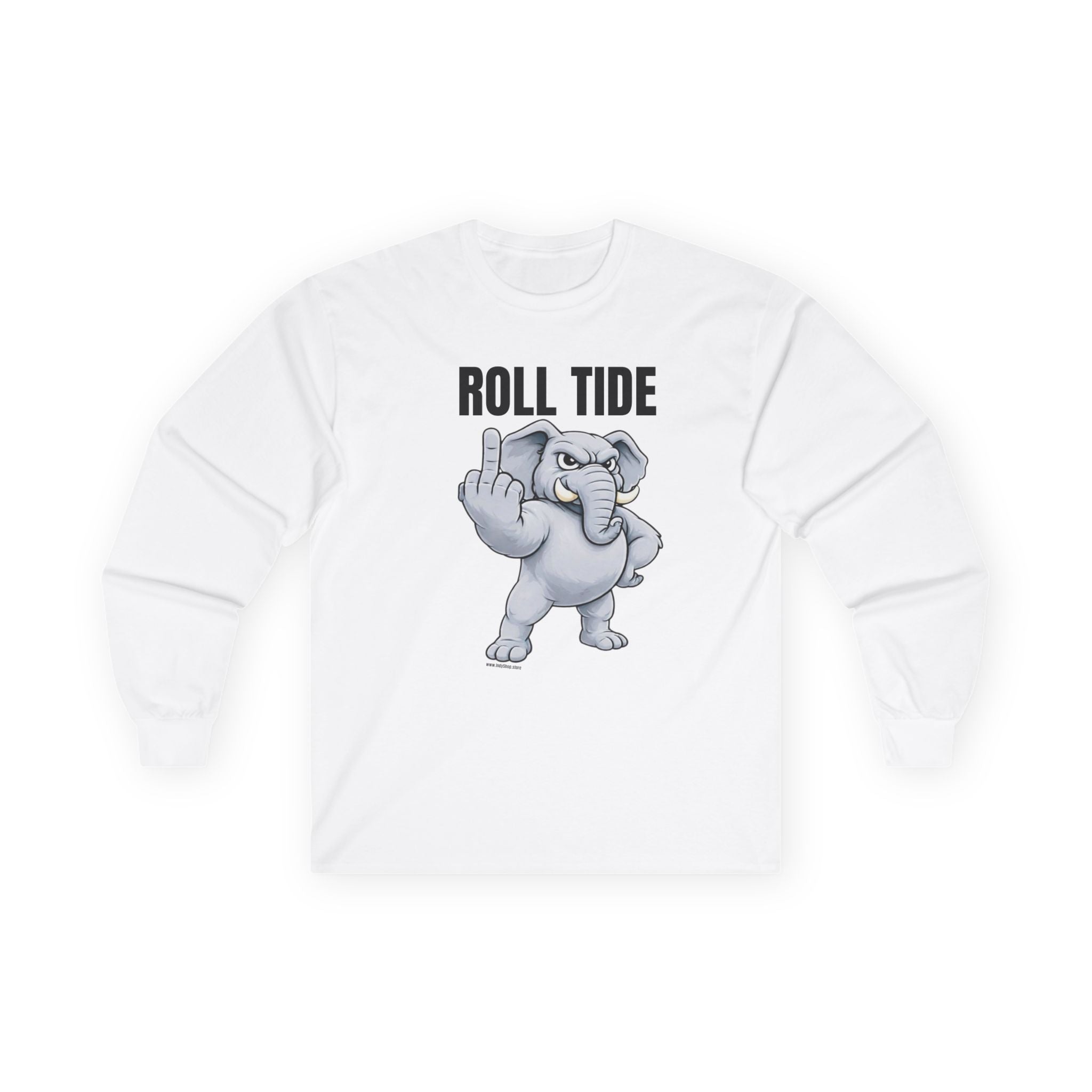 Roll Tide Middle Finger Long Sleeve Tee | Alabama Elephant Flipping Off