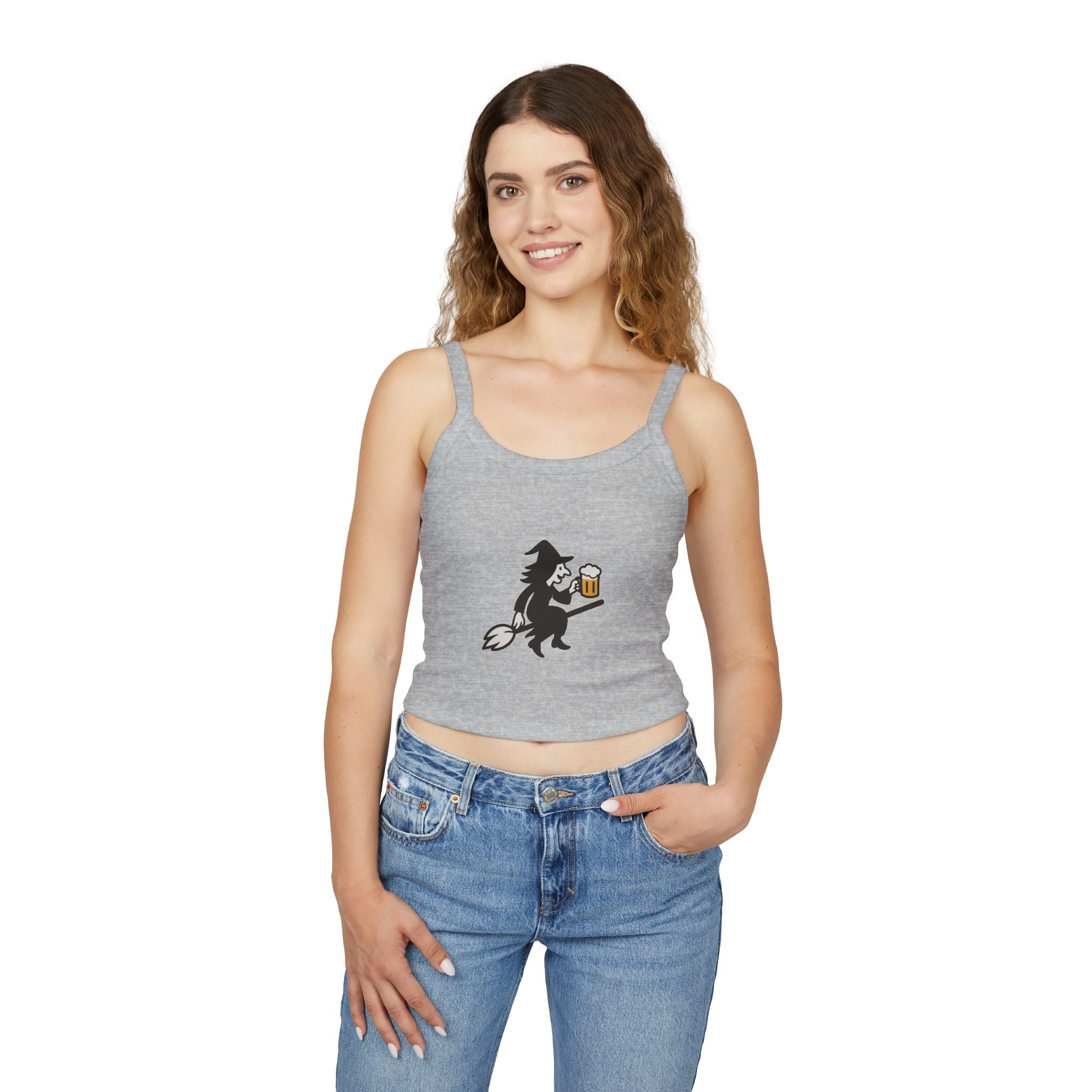 Witch with Beer Women's Tank Top | Spaghetti Strap Tank Top