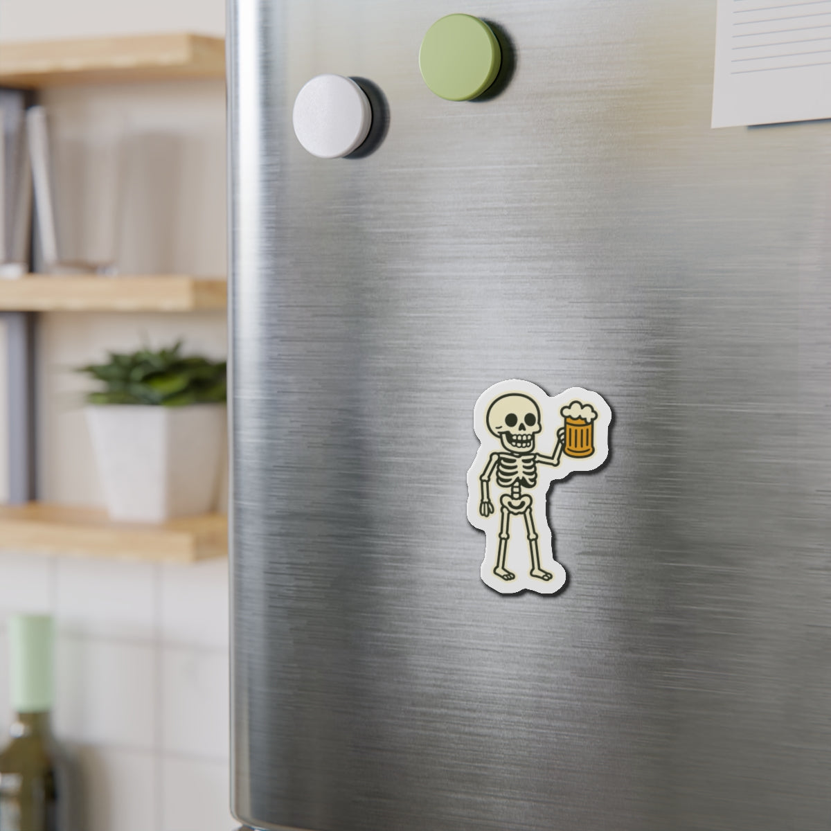 Skeleton With Beer Halloween Die-Cut Magnets