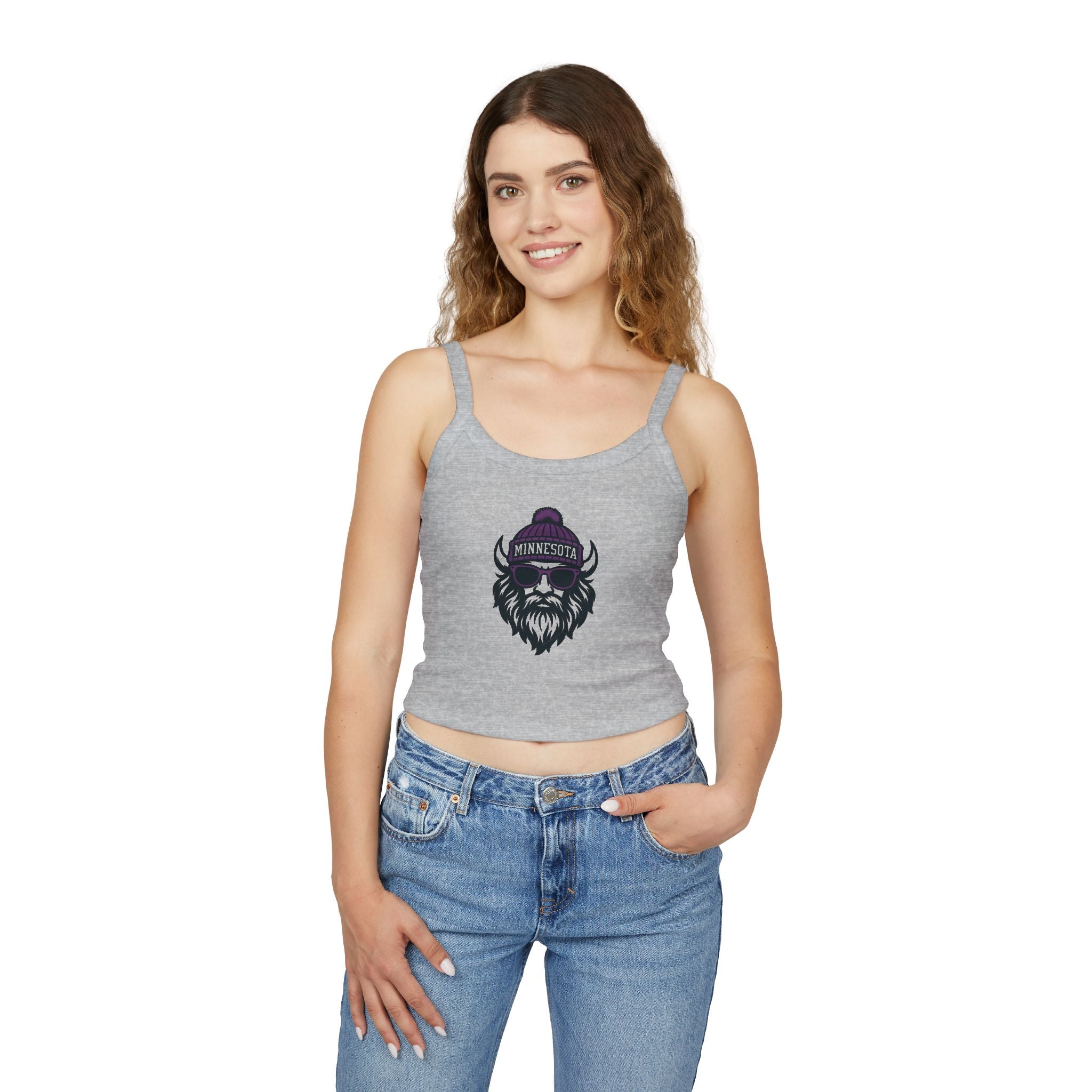 Minnesota Vikings Women's Spaghetti Strap Tank Top | Viking with Glasses and Hat