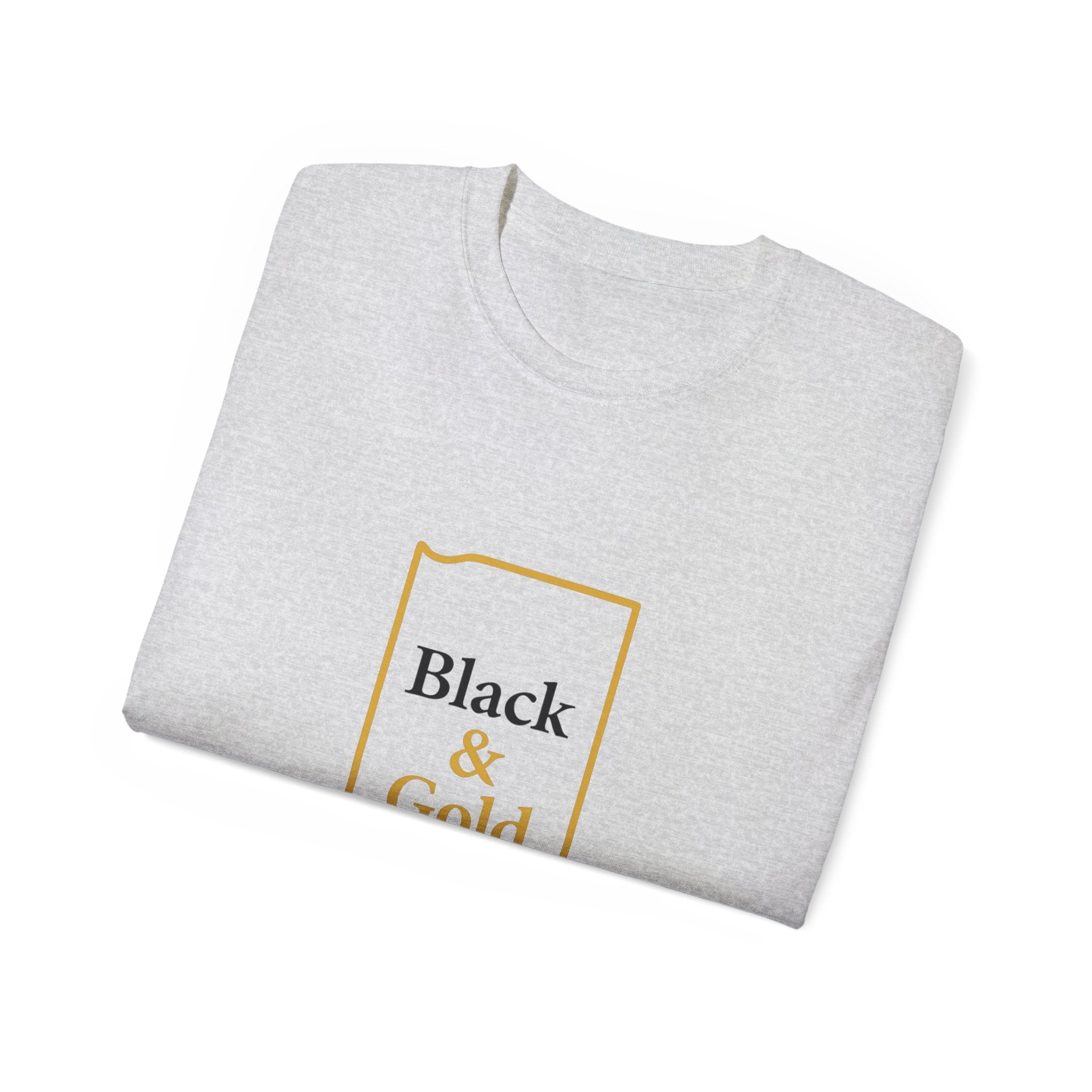 Black & Gold Unisex Ultra Cotton Tee | Casual Wear, Gift for Hoosiers, State Pride, Travel Souvenir, Unique Local Apparel
