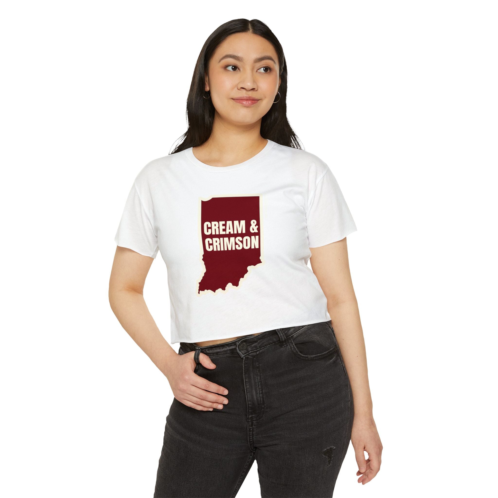 Cream & Crimson Women's Crop Top