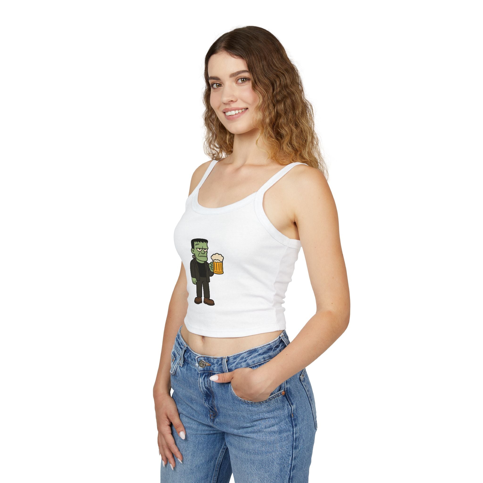 Monster with Beer Women's Tank Top | Spaghetti Strap Tank Top