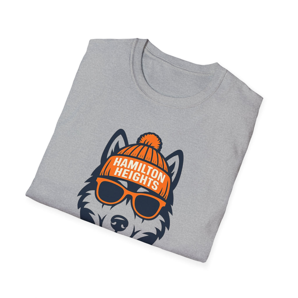 Hamilton Heights Husky Unisex Graphic T-Shirt | Husky with Glasses and Hat