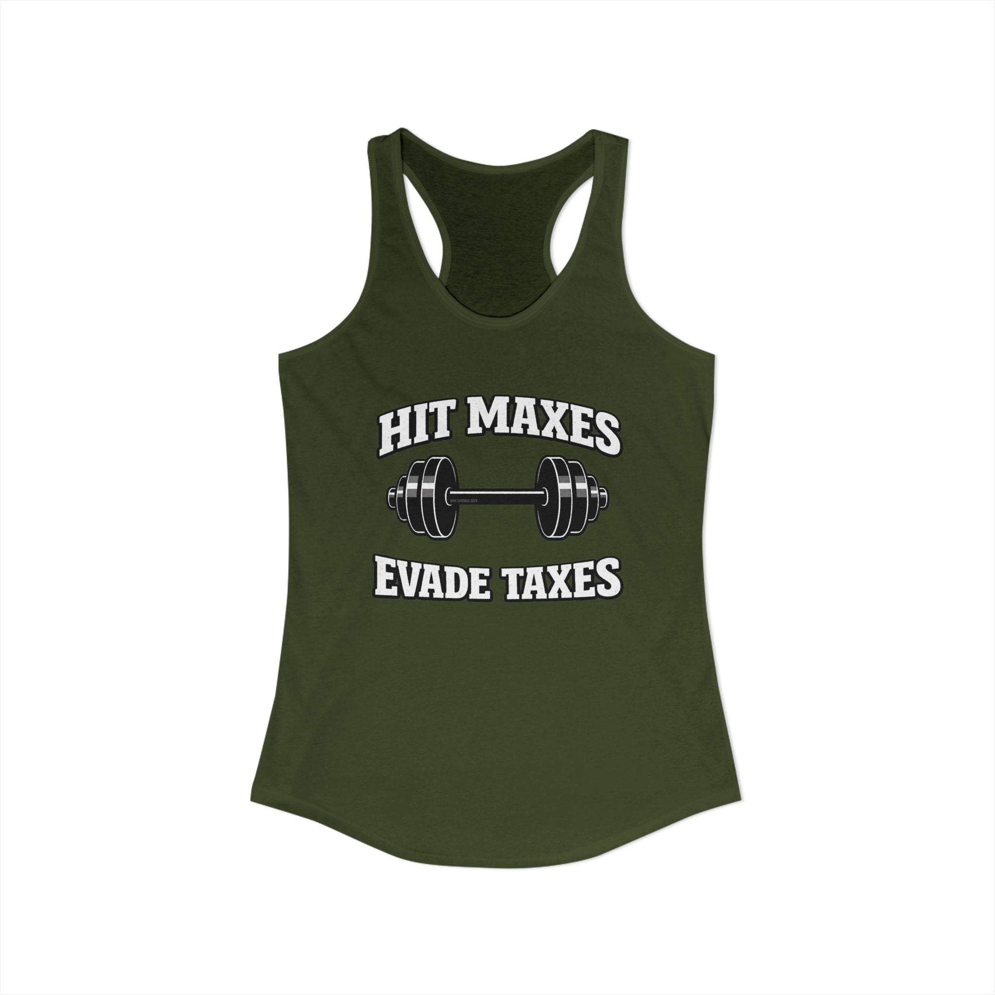 Hit Maxes Evade Taxes Racerback Tank
