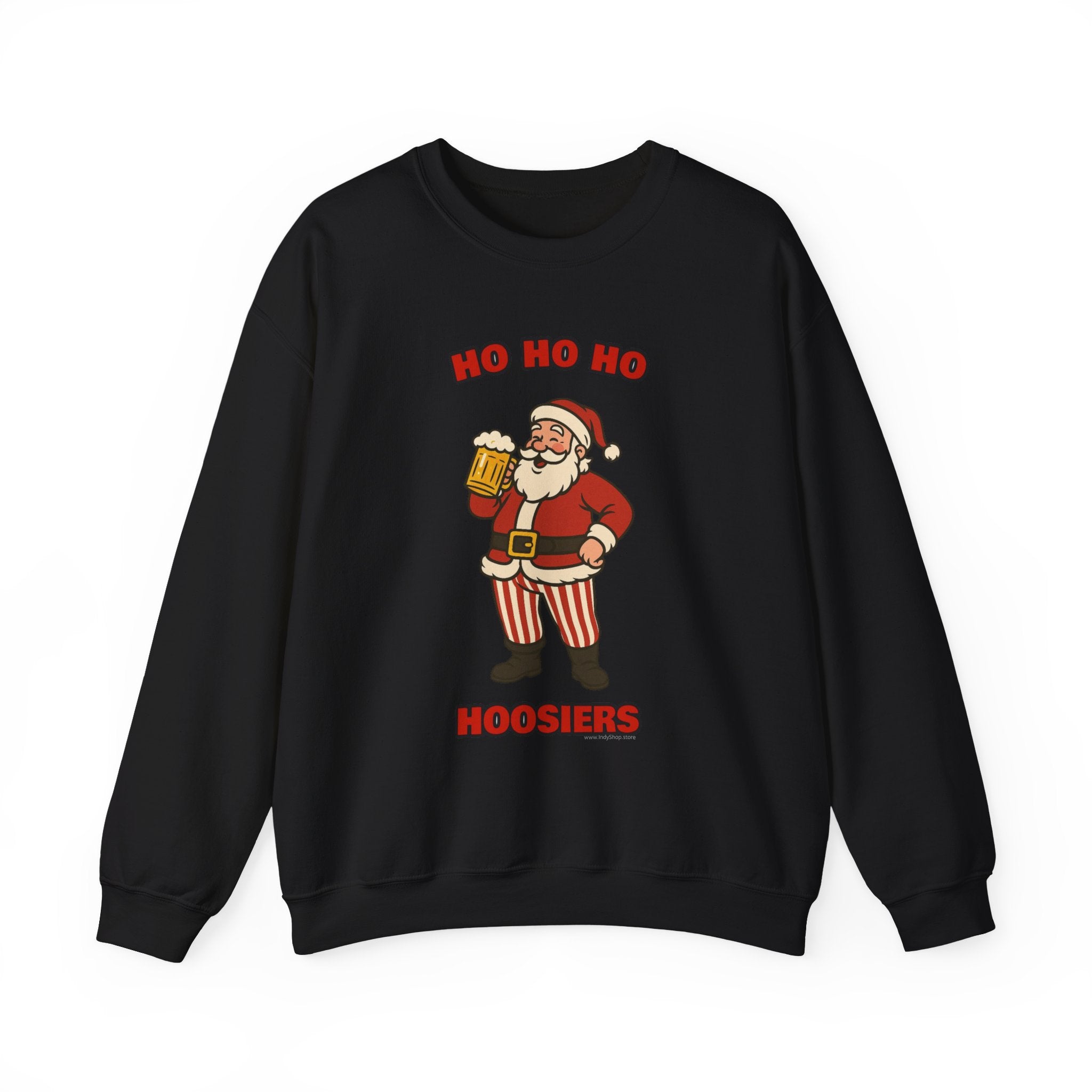 Ho Ho Ho Hoosiers Christmas Crewneck | Santa With Beer Sweatshirt