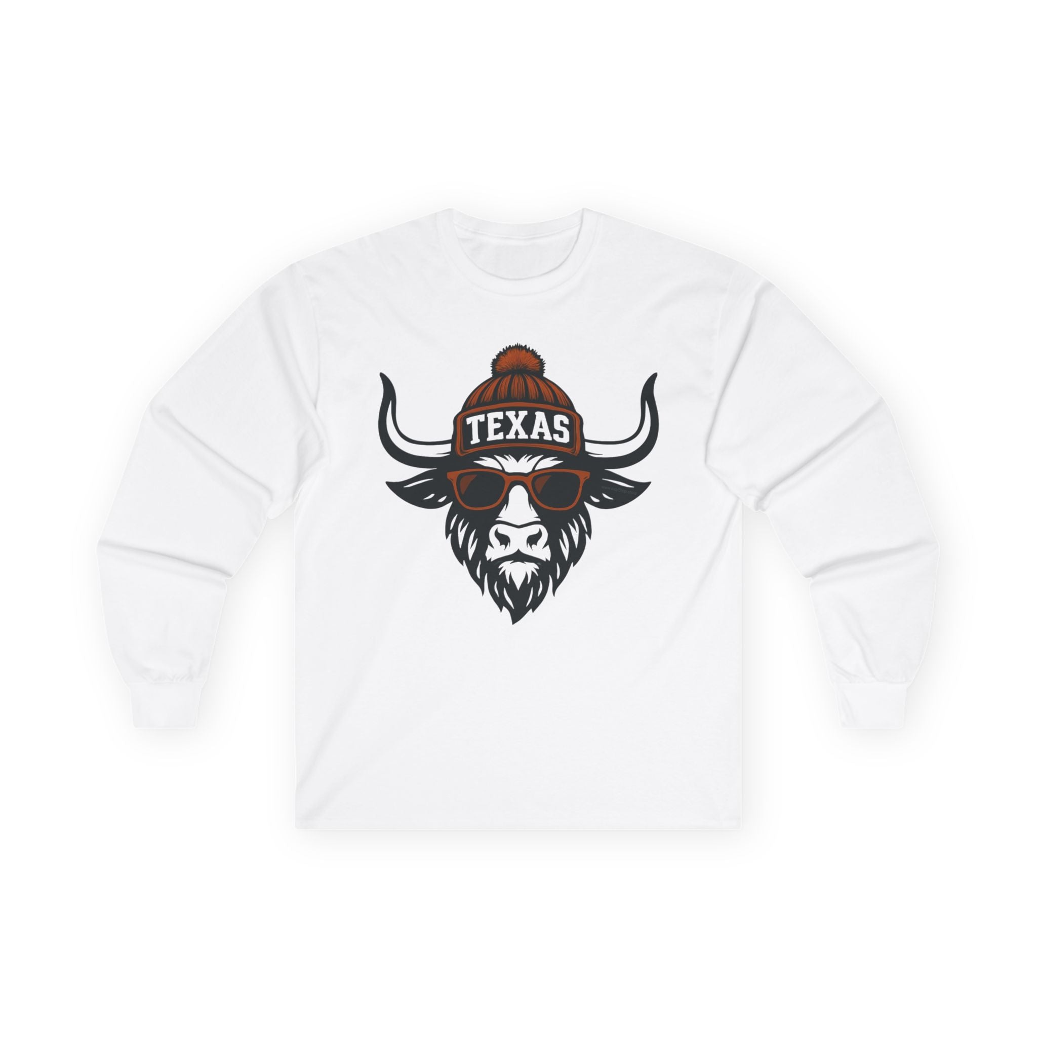 Texas Longhorns Unisex Long Sleeve Tee | Longhorn with Glasses and Hat