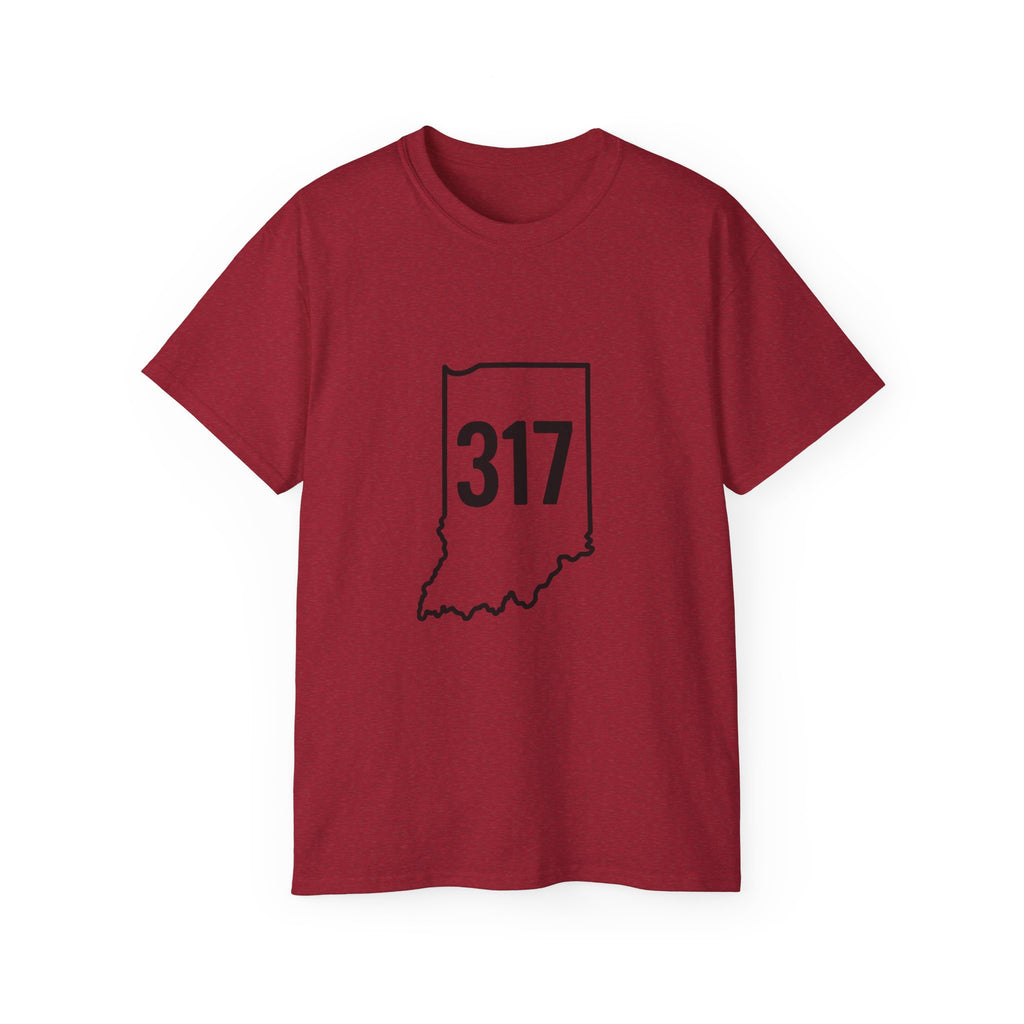 Indiana 317 | Black Lettering | Unisex Ultra Cotton Tee | Casual Wear, Gift for Hoosiers, State Pride, Travel Souvenir, Unique Local Apparel