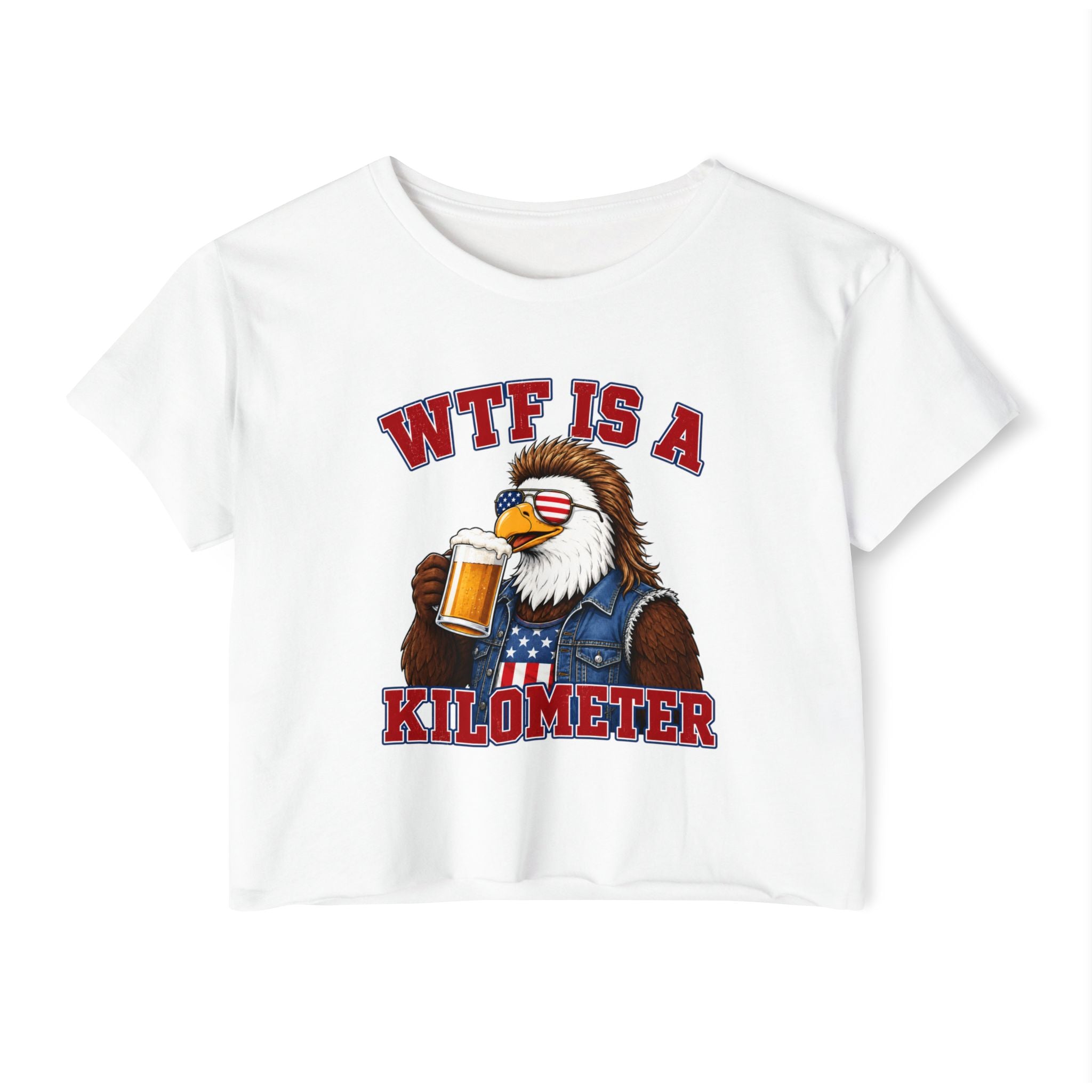 WTF is a Kilometer | Patriotic Eagle Crop Top