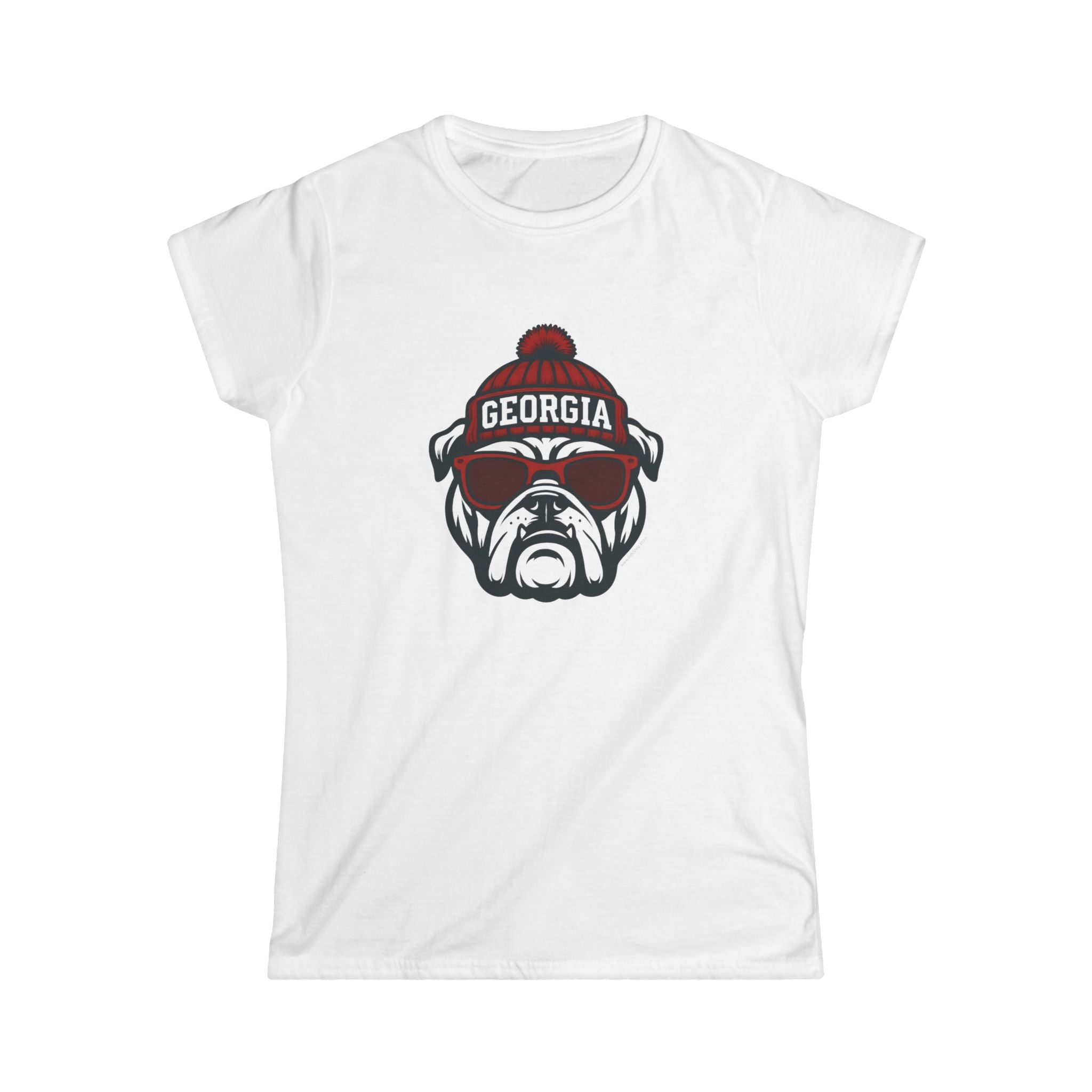 Georgia Bulldogs Women's Graphic Tee | Bulldog With Glasses and Hat