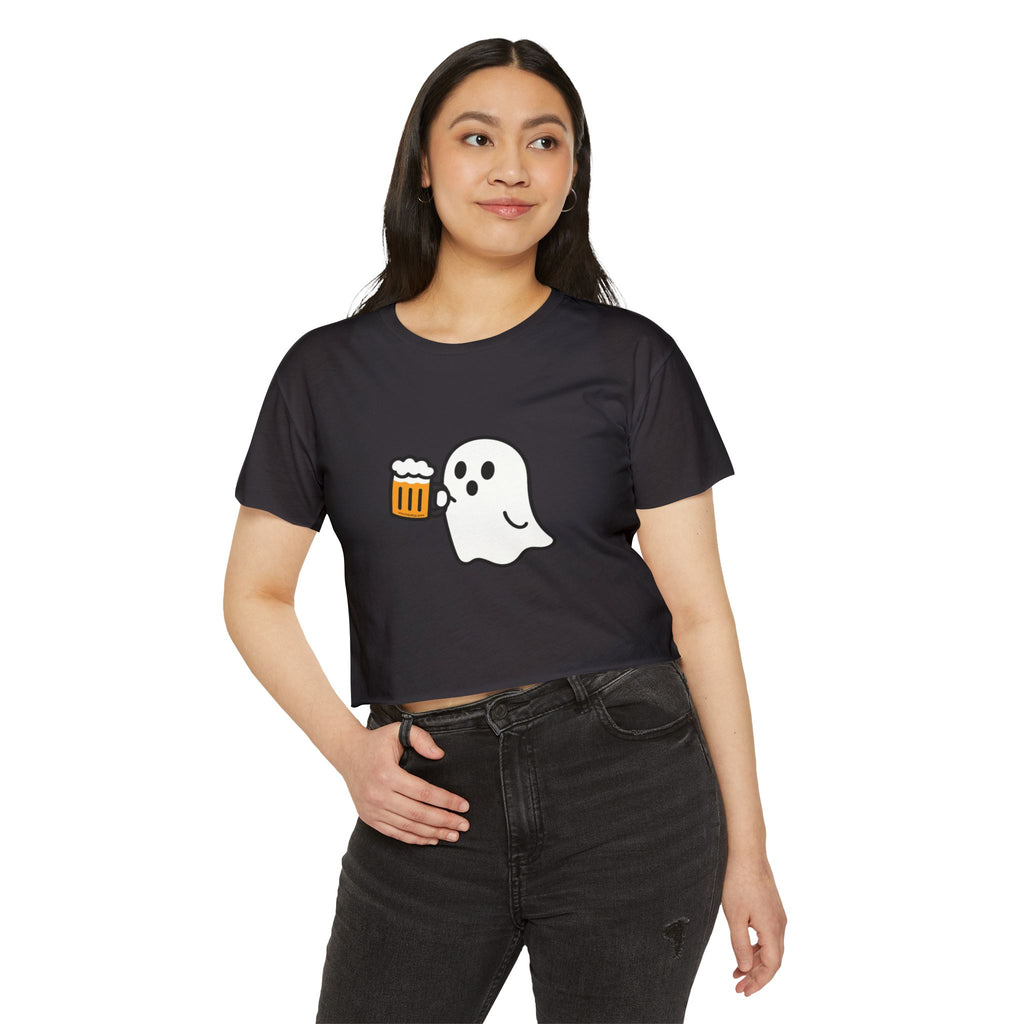 Ghost with Beer Crop Top