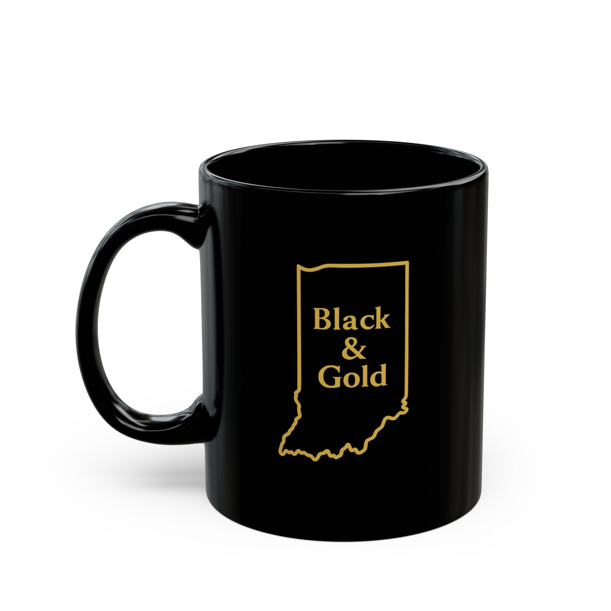 Black & Gold Mug with Indiana Outline