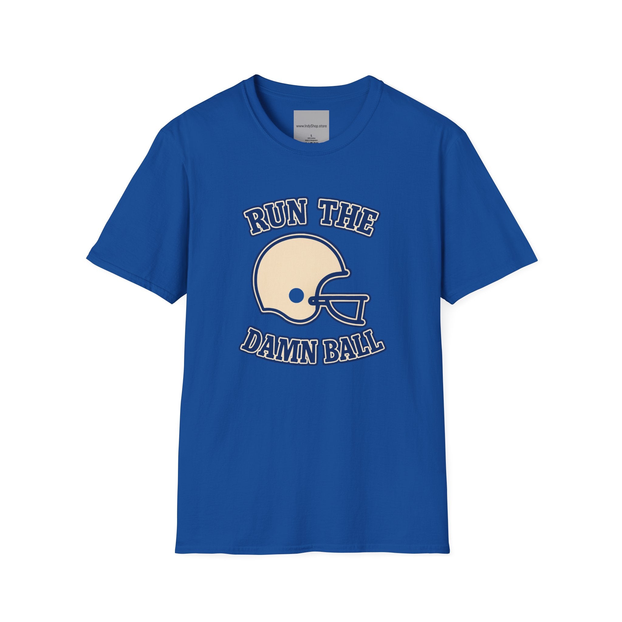 Run the Damn Ball Blue and White Unisex Graphic T-Shirt