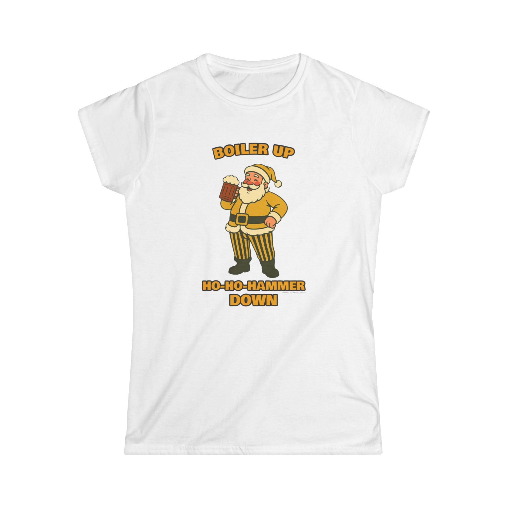 Boiler Up Ho Ho Hammer Down Santa with Beer Women's Graphic Tee