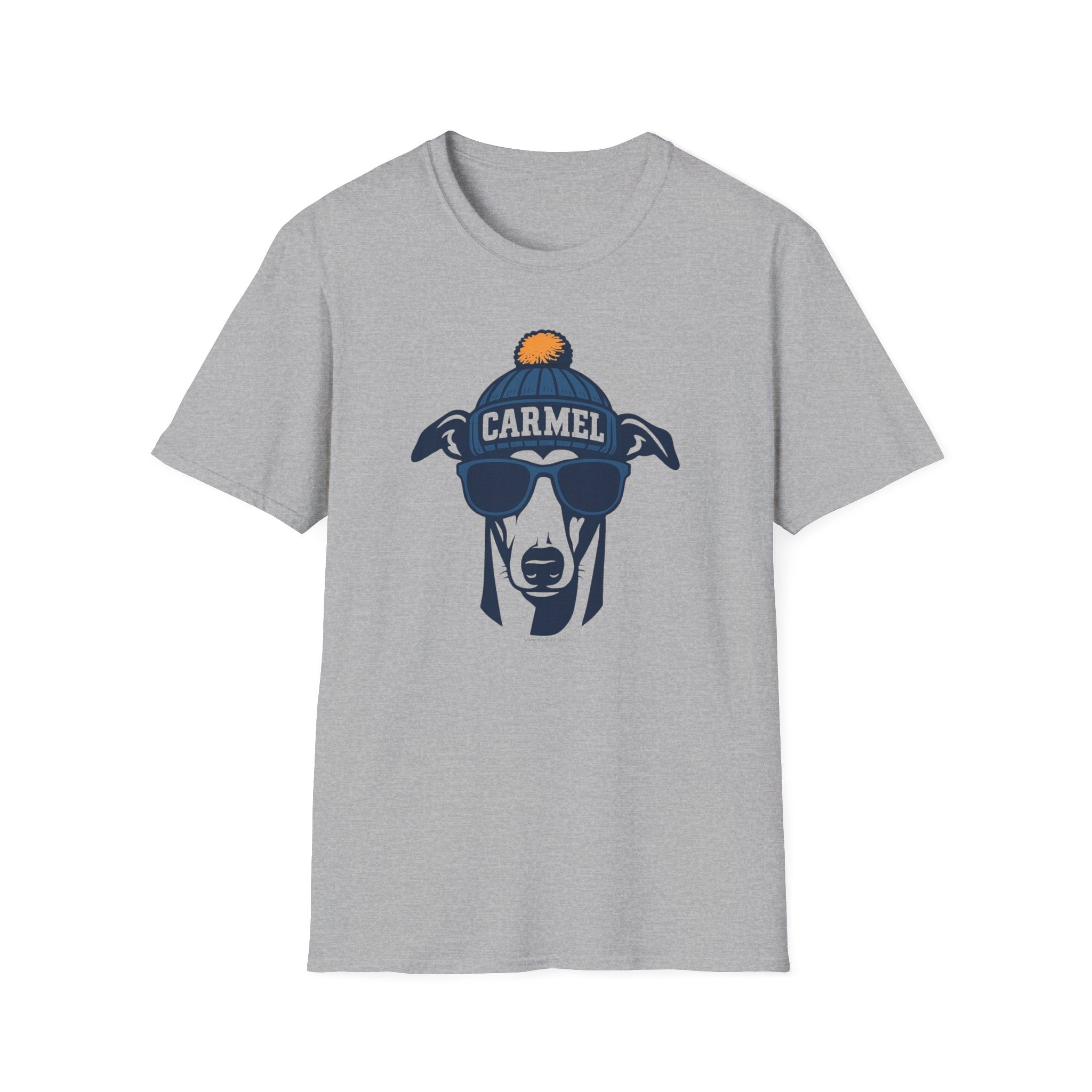 Carmel Greyhounds Unisex Graphic T-Shirt | Greyhound with Glasses and Hat