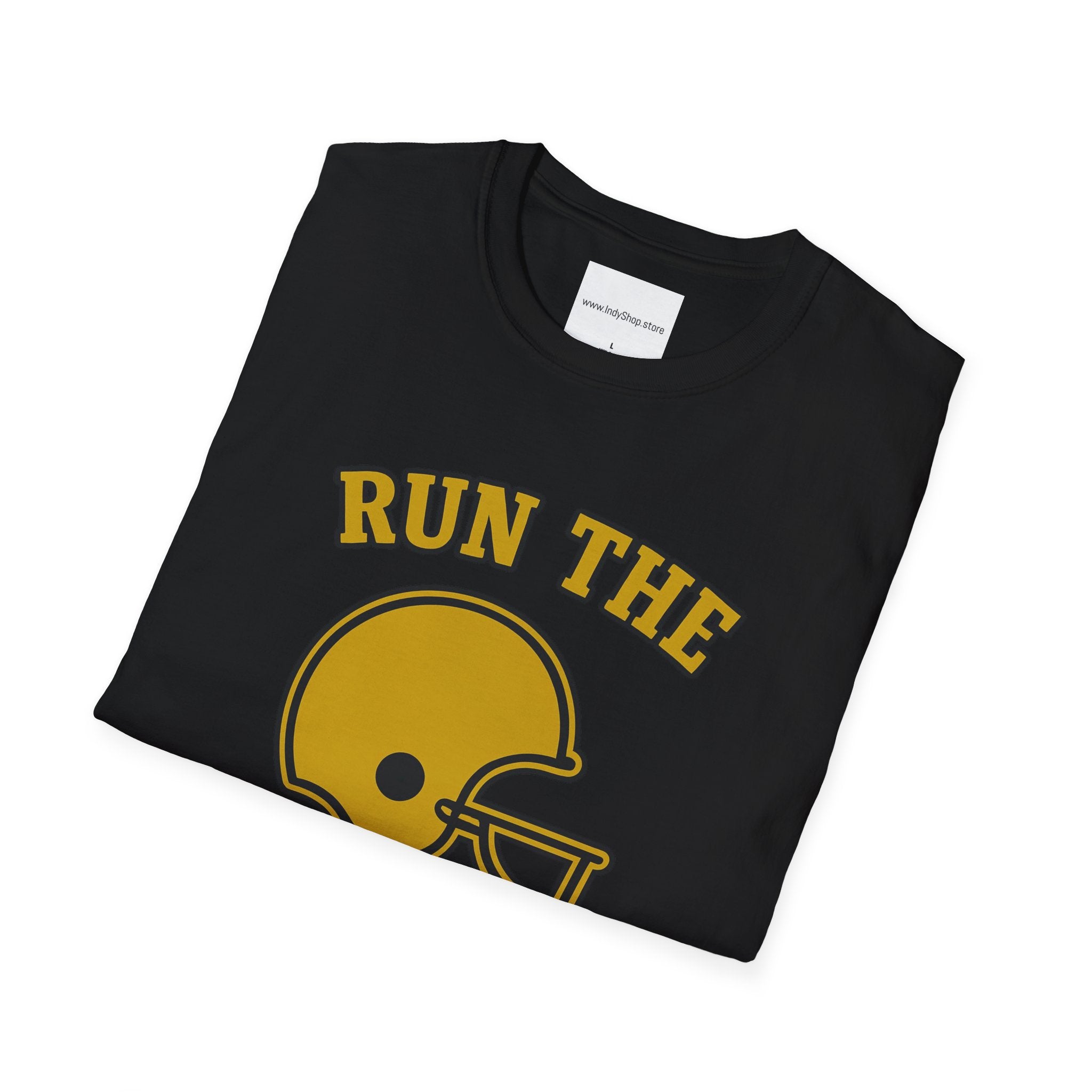 Run the Damn Ball Black and Gold Unisex Graphic T-Shirt