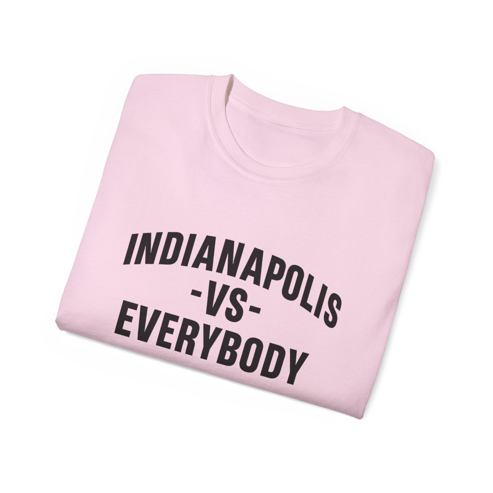 Indianapolis v Everybody | Black Lettering | Unisex Ultra Cotton Tee | Casual Wear, Gift for Hoosiers, State Pride, Travel Souvenir, Unique Local Apparel