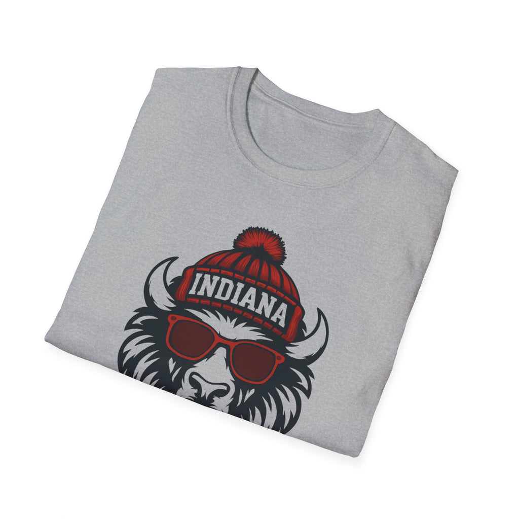 Indiana Hoosiers Bison Graphic T-Shirt | Bison with Hat and Glasses