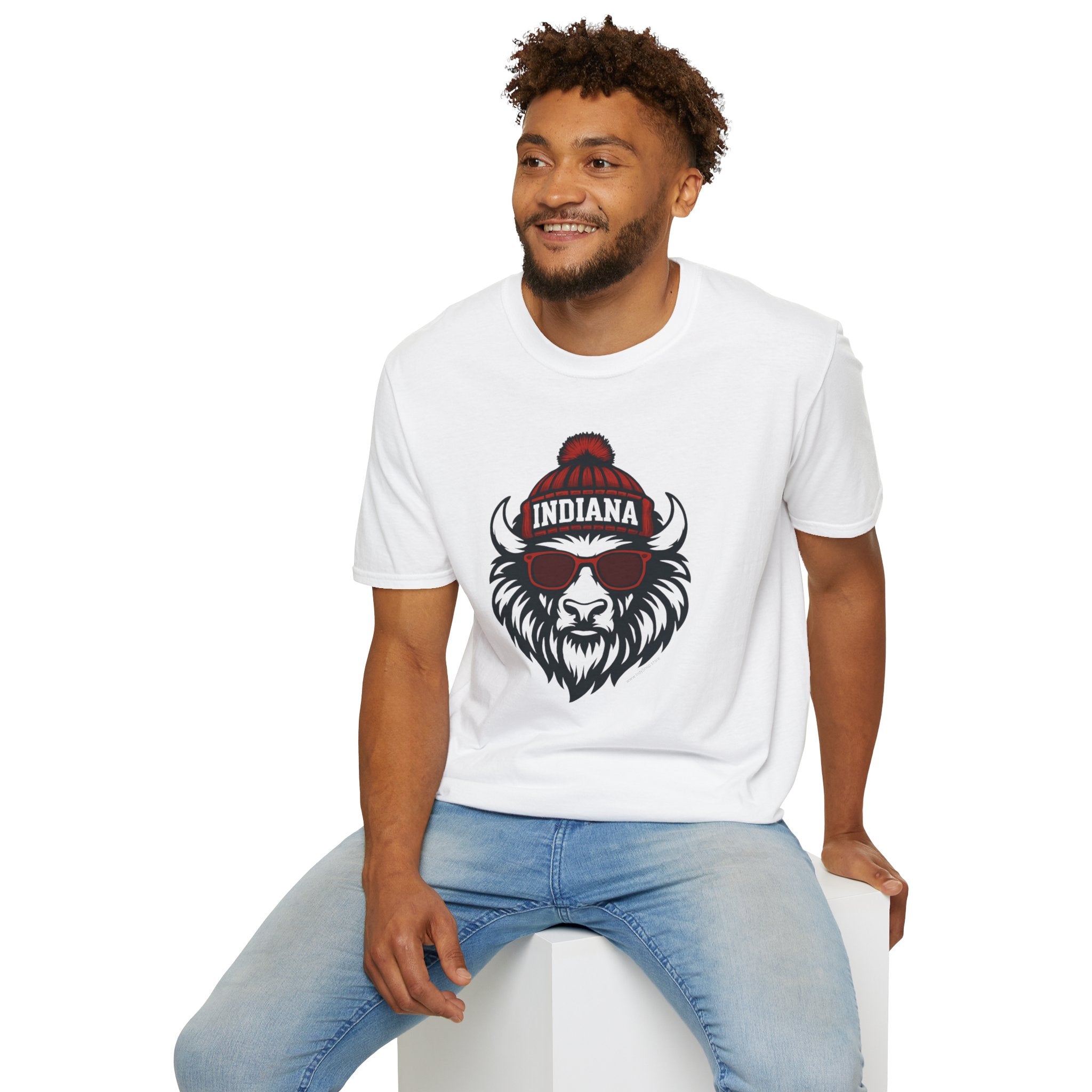 Indiana Hoosiers Bison Graphic T-Shirt | Bison with Hat and Glasses