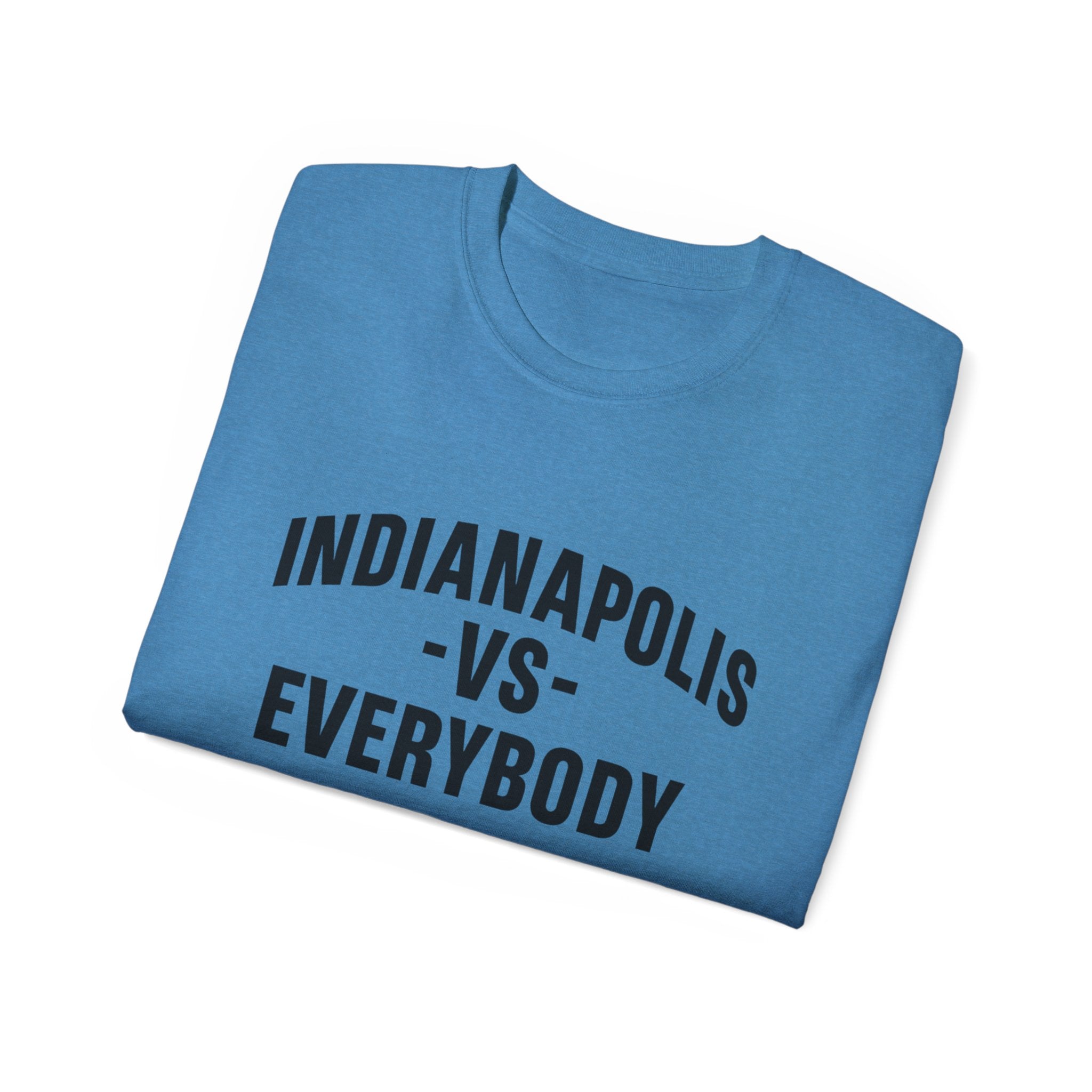 Indianapolis v Everybody | Black Lettering | Unisex Ultra Cotton Tee | Casual Wear, Gift for Hoosiers, State Pride, Travel Souvenir, Unique Local Apparel
