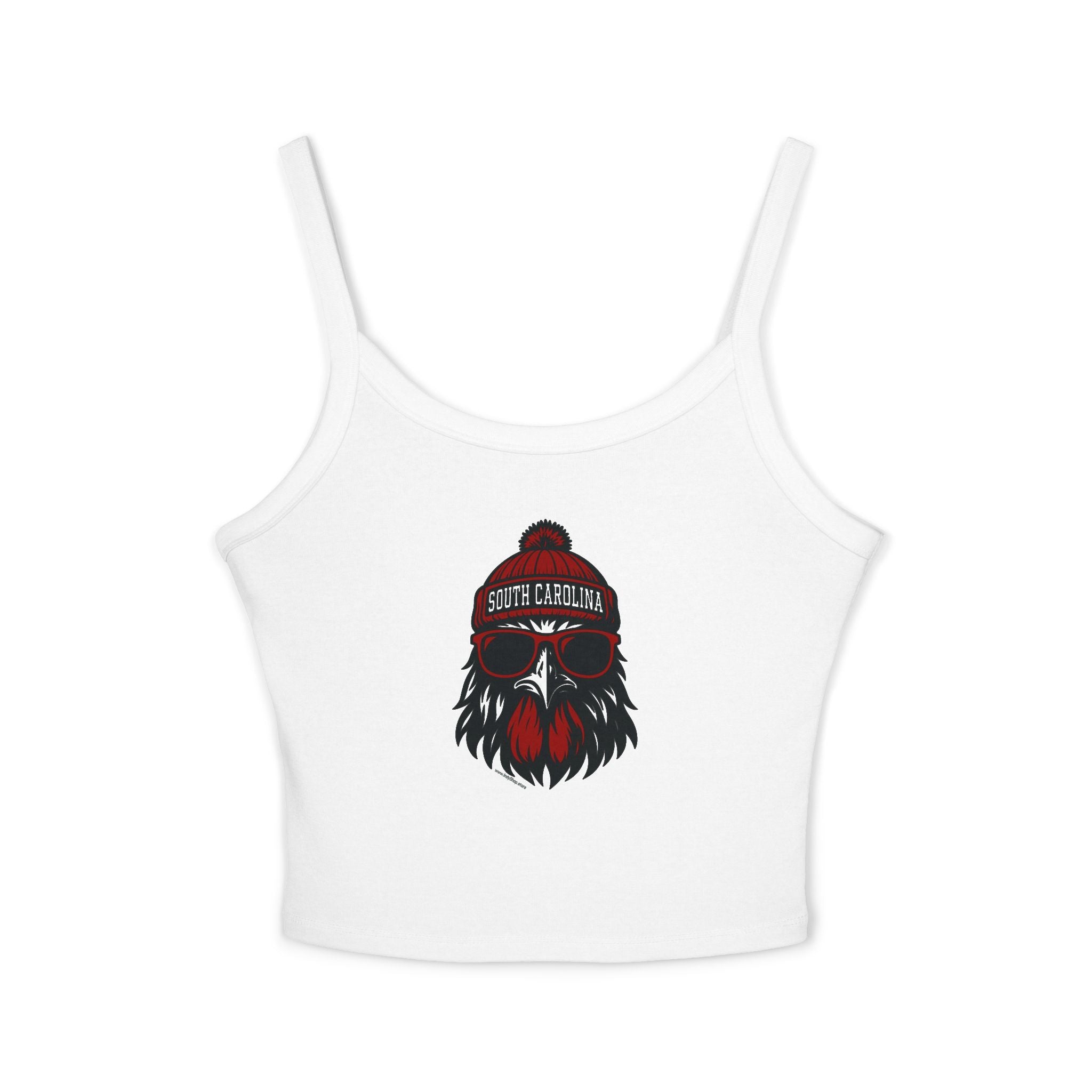 South Carolina Gamecock Women's Spaghetti Strap Tank Top | Gamecock Rooster with Glasses and Hat