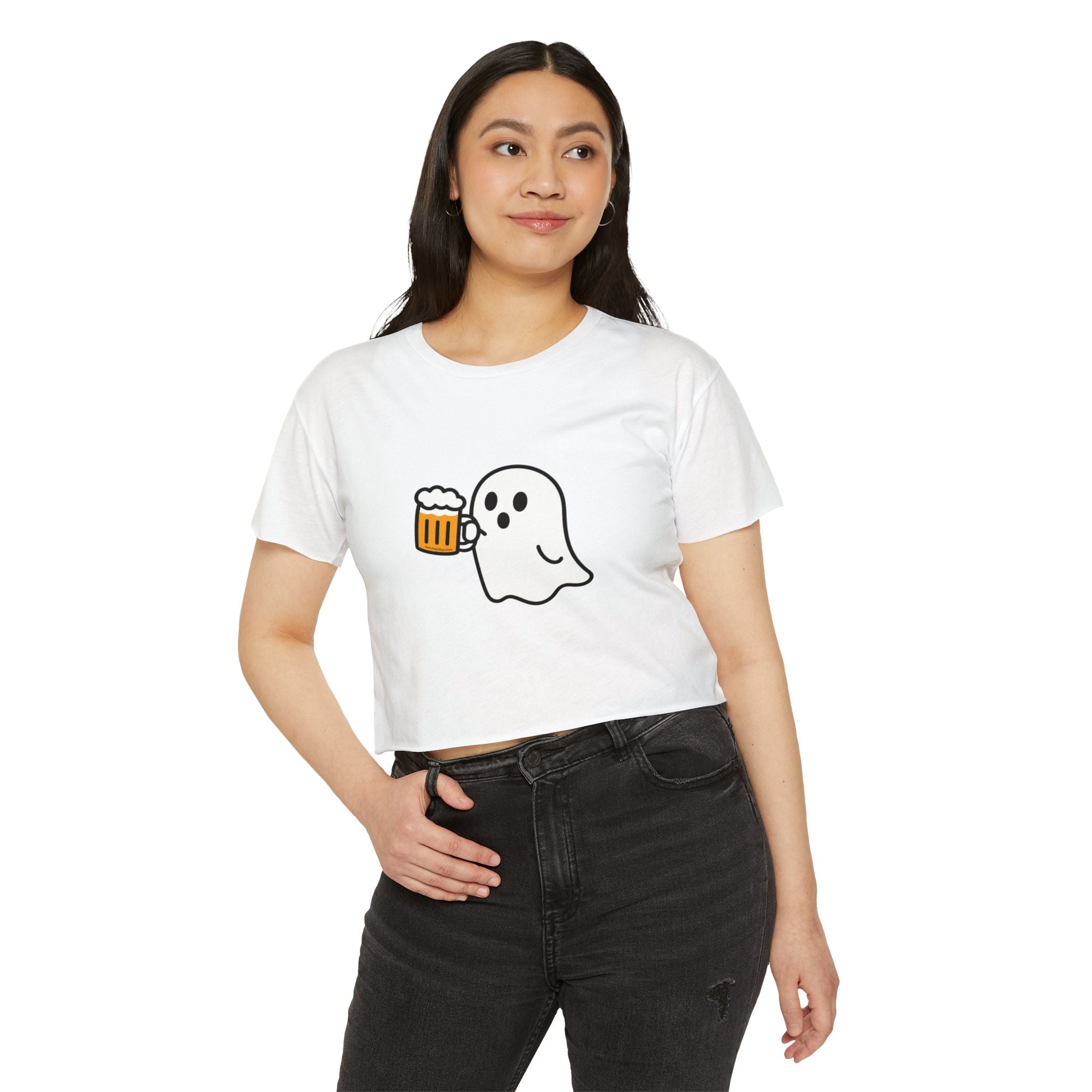 Ghost with Beer Crop Top