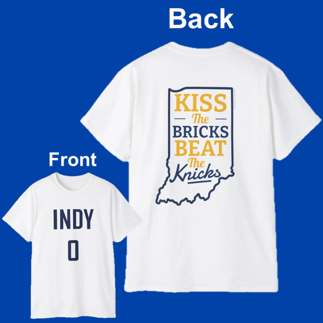 Kiss the Bricks Beat the Knicks Back | Indy 0 Front | Unisex T-Shirt | Indy Pacers