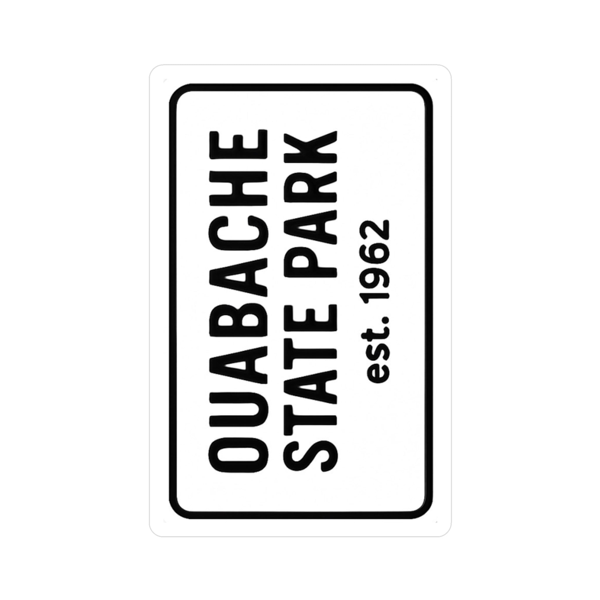 Ouabache Indiana State Park Sticker | Black Letters on White Background