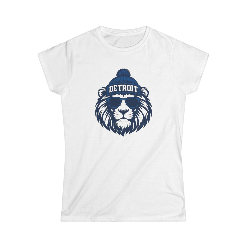 Detroit Lions Women's Graphic Tee | Lion With Glasses and Hat