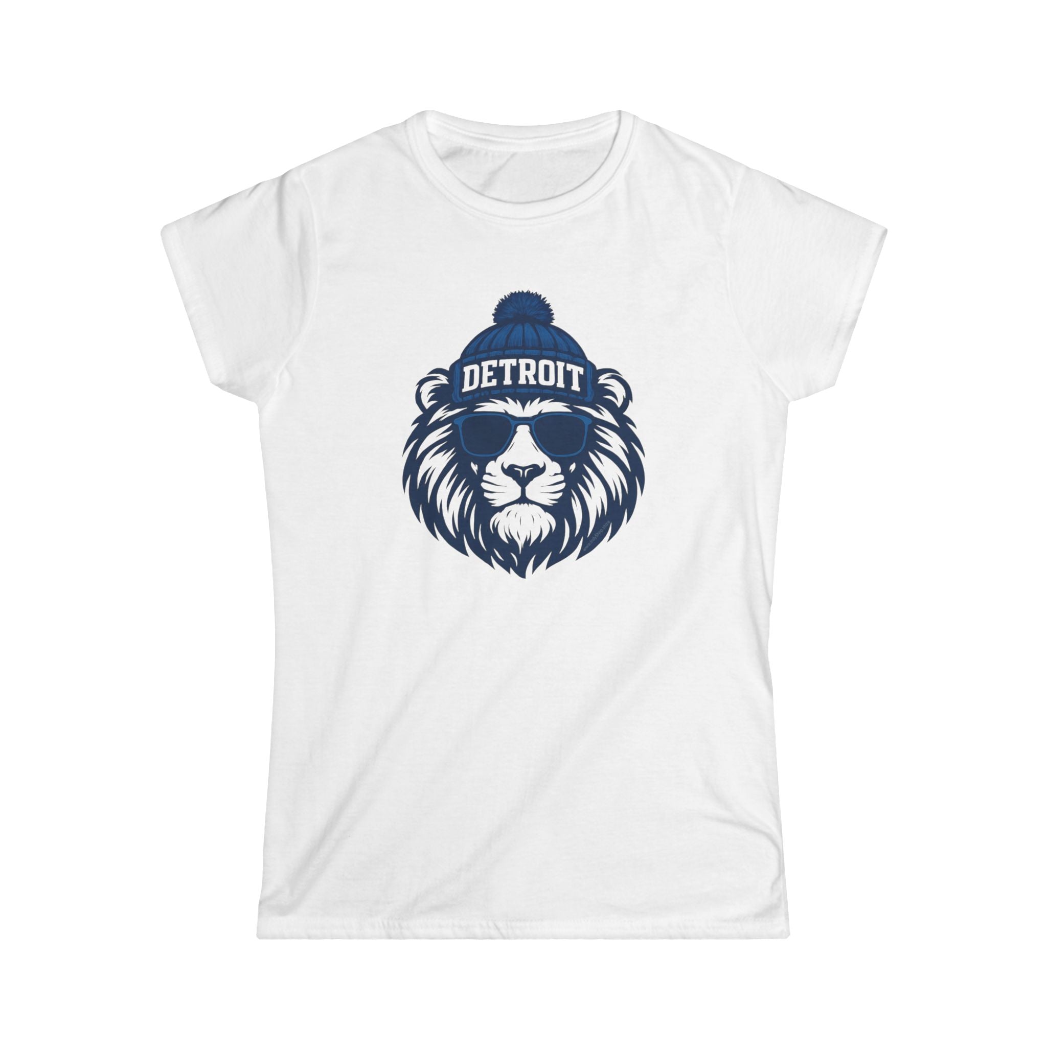 Detroit Lions Women's Graphic Tee | Lion With Glasses and Hat
